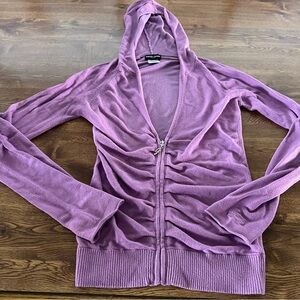 GUESS JEANS vintage purple zip up sweater with hood size small